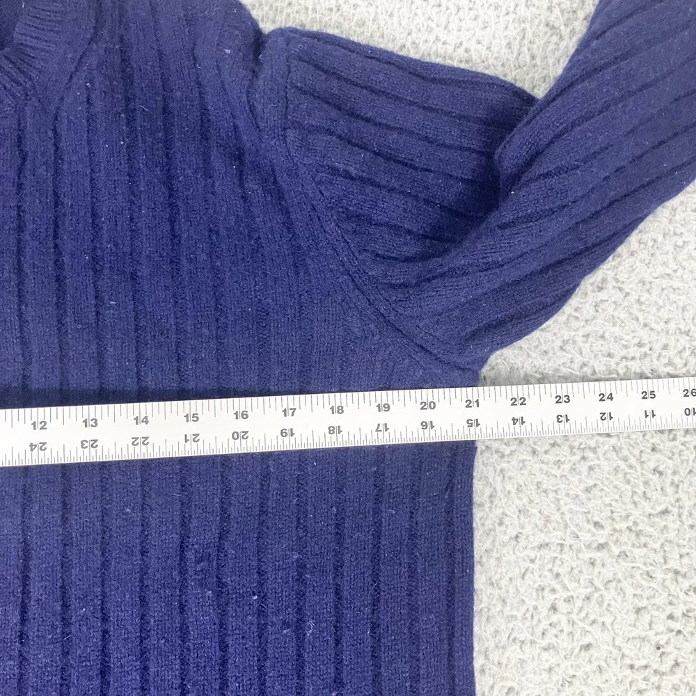 Gap Sweater Mens Medium Navy Blue‎ 100% Lambswool Ribbed Knit Crewneck Pullover